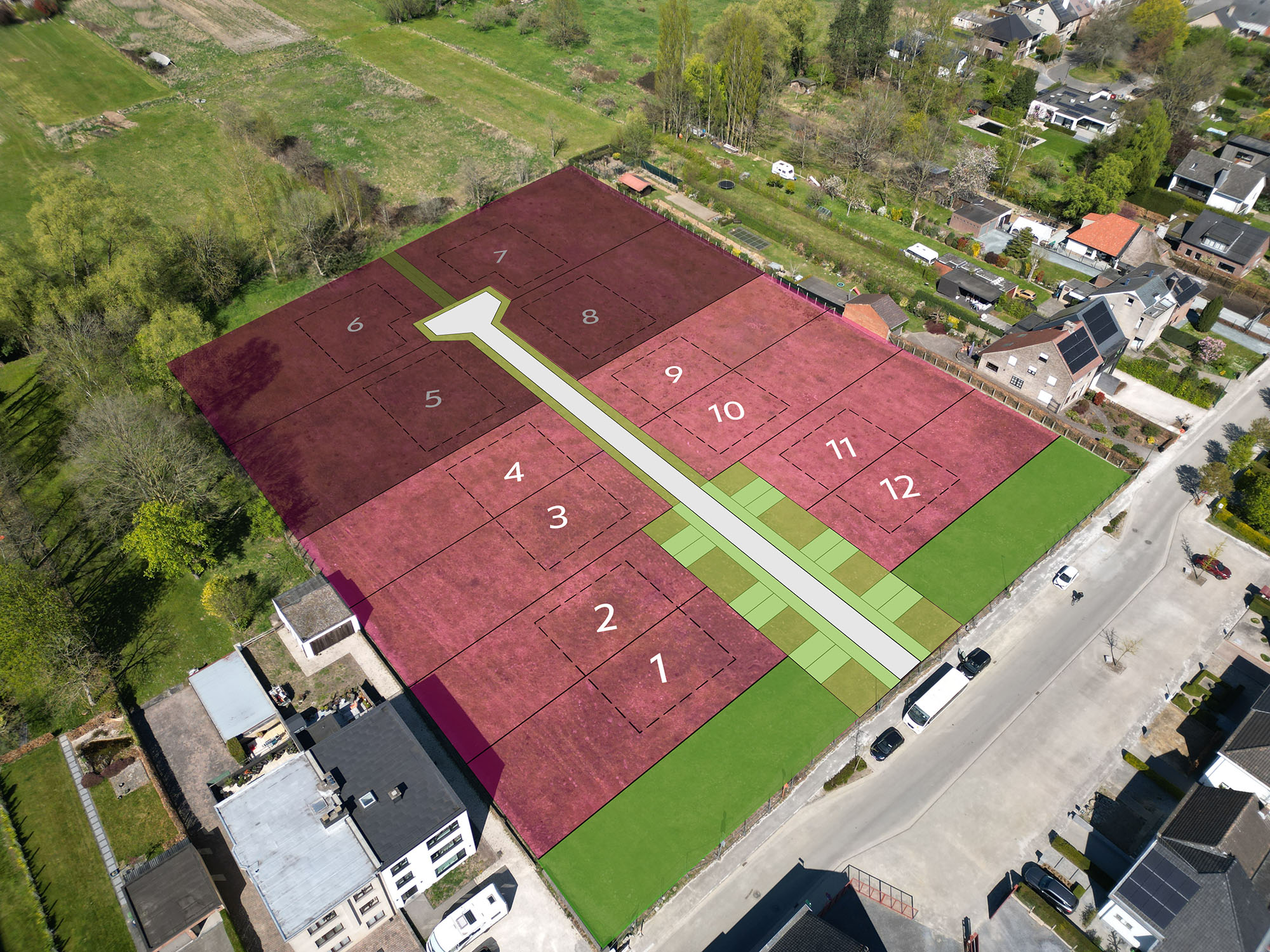 Verkavelingsplan Aanduiding Luchtbeeld Halfopen Woningen