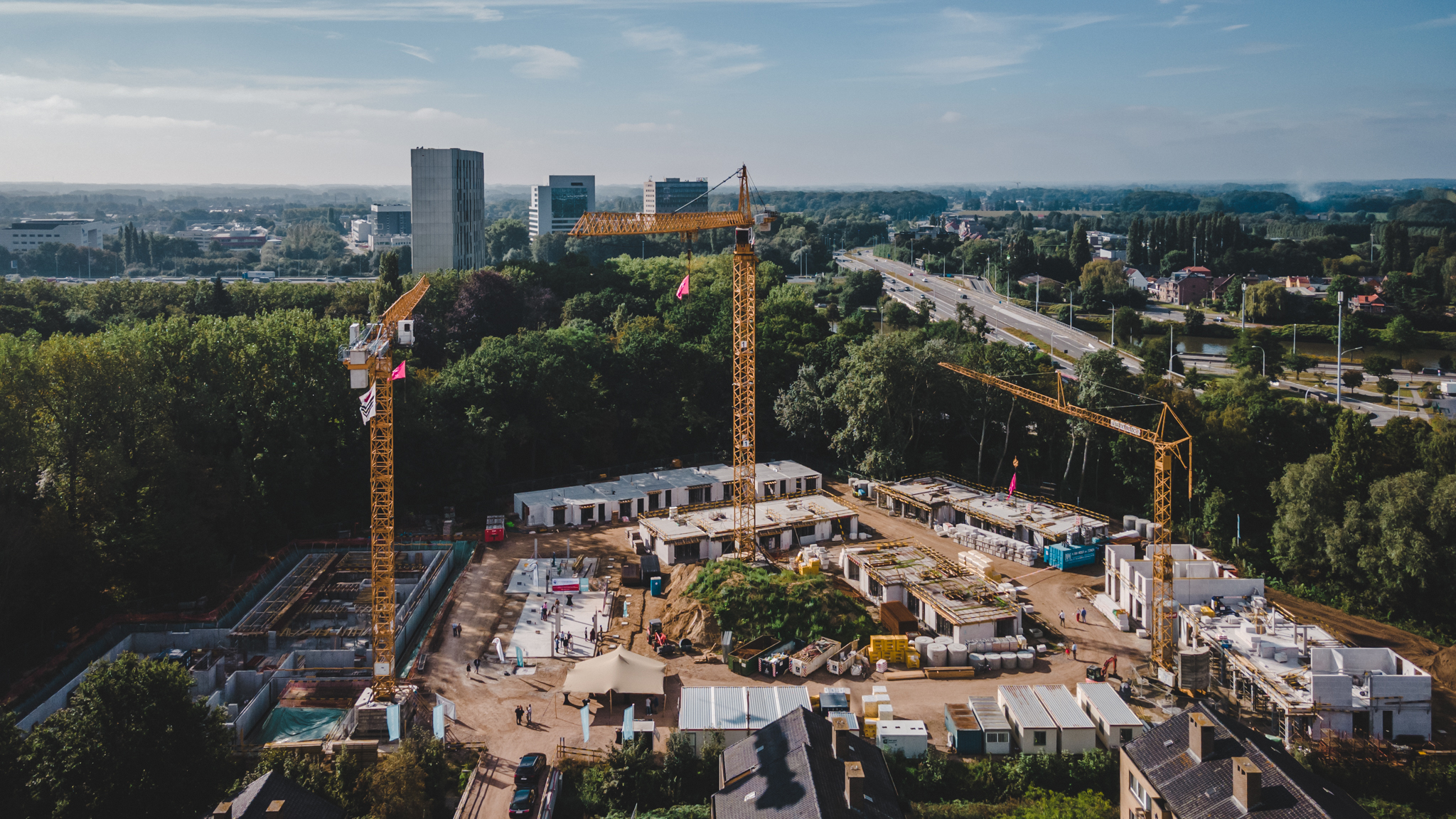 Hof van Gent steenlegging Zabra droneshot