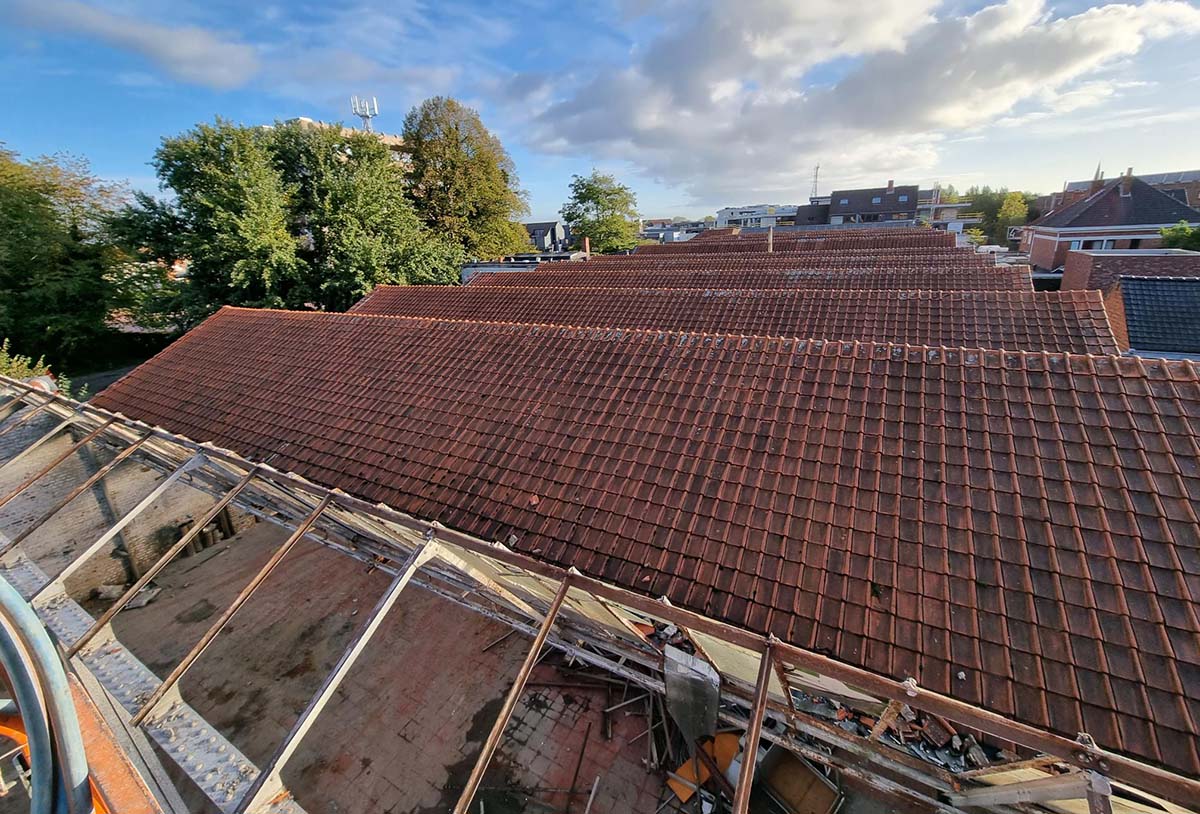 Zabra Waregem Vlas afbraak loodsen daken