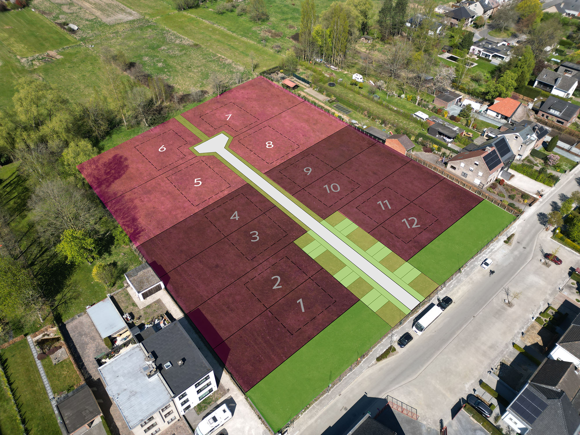 Verkavelingsplan Aanduiding Luchtbeeld Open Woningen